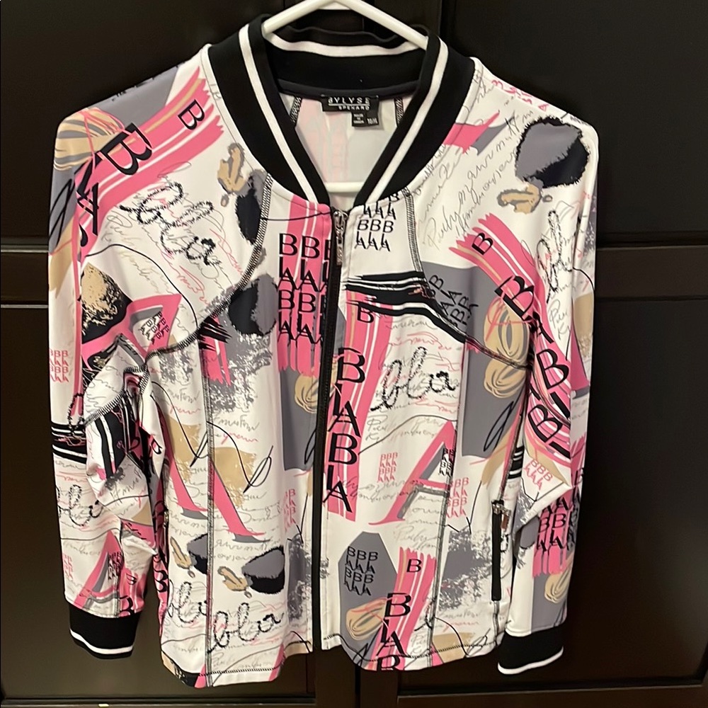 NWOT Women's Multicolor Graphic zip up Bylyse Spenard Jacket size xl